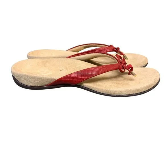 Women's VIONIC BELLA II Lizard RED Thong Flip Flop Sandals Flats Size 10 - Picture 2 of 12